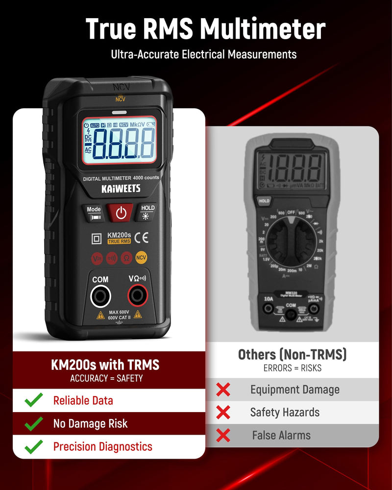 [Australia - AusPower] - KAIWEETS Non-Contact Voltage Tester and Smart Auto Ranging Digital Multimeter 