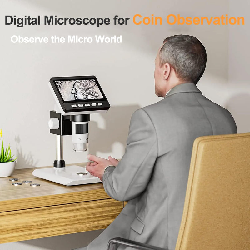 [Australia - AusPower] - Misilmp USB Microscopes, 4.3 Inch Digital LCD Handheld Microscopes 1000X 1080P Microscope for Children/Adults Magnifying Glass Digital Microscope with 8 LED Lights, PC View, Compatible with MacOS 