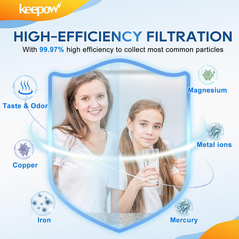 KEEPOW Water Filter Replacement for Lifestraw Home Dispenser 18 C/Glass 7 C/Plasti 10 C/Plastic Pitcher 7 C, 6 Activated Carbon + Ion Exchange Filter & 1 Membrane Micro Filter 6+1 Pack