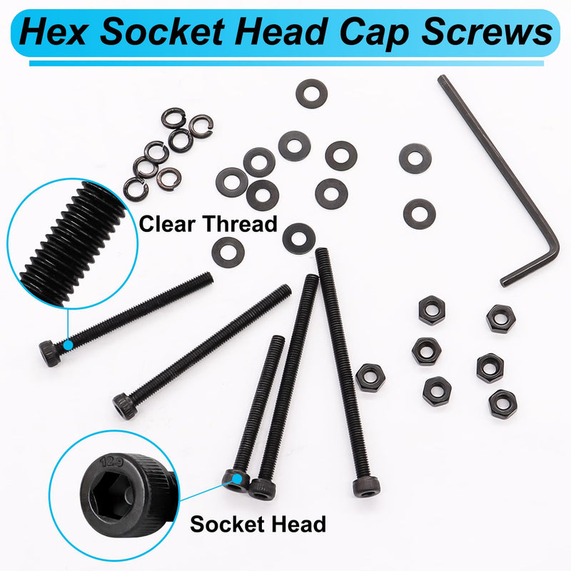 [Australia - AusPower] - 420PCS Black M3 Hex Socket Head Cap Screws, M3 x 30/35/40/45/50mm Metric Screws Bolts Nuts Washers Assortment Kit, 12.9 Grade Alloy Steel 