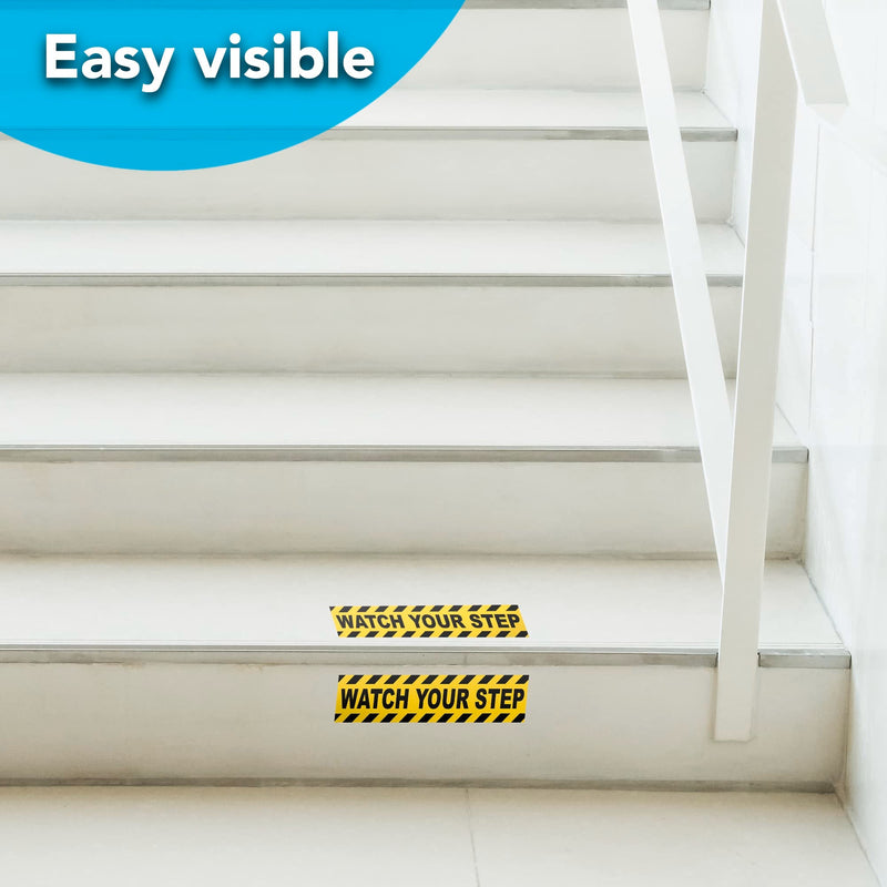 [Australia - AusPower] - 2 PC Watch Your Step - 10x3 Watch Your Step Floor Sticker - Watch Your Step Sticker - Caution Stickers - Watch Your Step Sign for Floor Outdoor/Indoor Yellow 