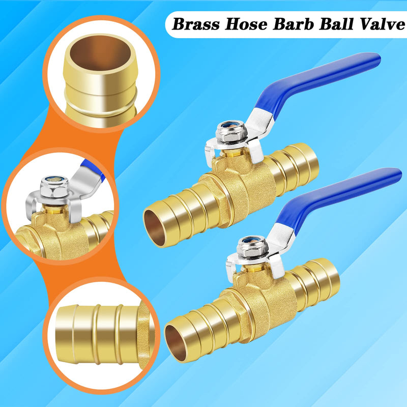 [Australia - AusPower] - Brass Hose Barb Ball Valve Kit-2pcs 5/8" Heater Hose Shut Off Valve with Stainless Steel Clamps-High Temperature Resistance Shut off PEX Ball Valve for Water, Oil, Gas, Fuel line Fittings 5/8 inch (16mm) 2 pcs 