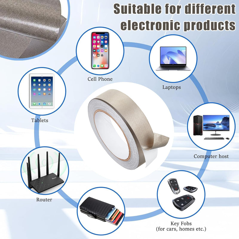 Faraday Cloth Conductive Adhesive High-Shielding Tape Waterproof Conductive Tape for Signal Screens for Electrical Connection EMI Shielding Display Repair Cable Interference Blocking (1 Inch x 65 Ft) 1 Inch x 65 Ft