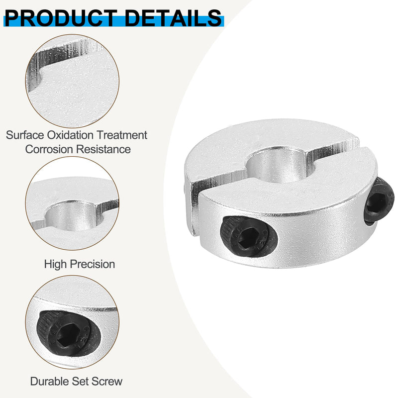 [Australia - AusPower] - PATIKIL Bore 10mm Double Split Shaft Collar 30mm OD 10mm Thickness, 4 Pack Aluminum Alloy Locking Collar Clamp Style with Set Screw for Machine Tools Industry, Silver 10mm/3/8inch 