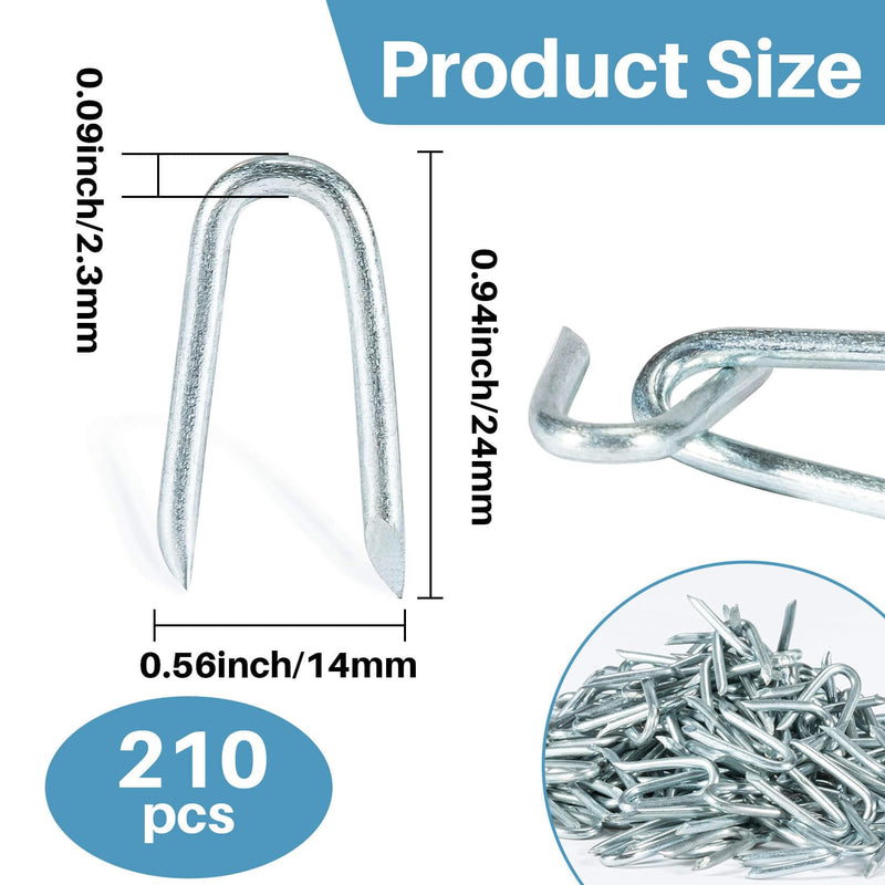 [Australia - AusPower] - Sukh 210 PCS U Fence Staples - Galvanized U Shaped Nails Heavy Duty Staples Fencing Staples U Nails for Wood fencing barbwire fence (Siver? 