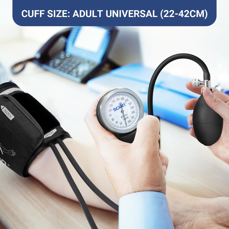 [Australia - AusPower] - SCIAN Manual Blood Pressure Cuff - Aneroid Sphygmomanometer with European Cuff 8.7-16.5" and D-Ring, Come with Carrying Bag for Nurse Doctor Senior Adult, Black 