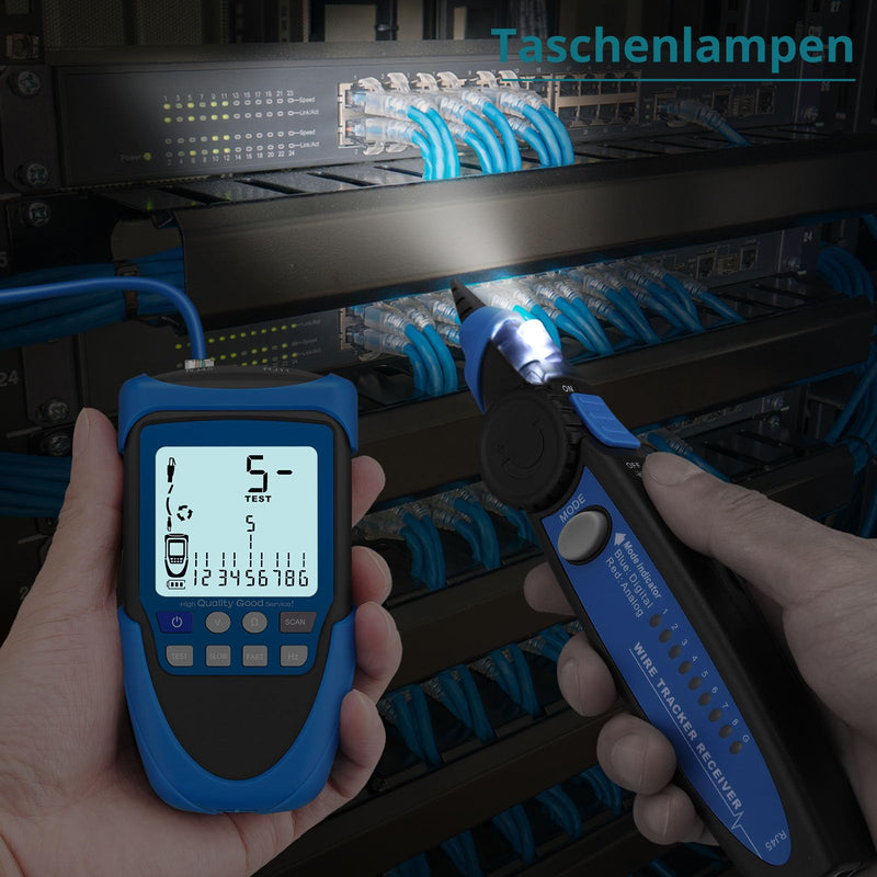 [Australia - AusPower] - YGiTK Network Cable Tester POE/RJ45 Tester, Multifunctional Network Tester with LCD, Cable CAT5/CAT5e/CAT6/Cat7/Cat8 Tracker, Detector for Checking Short Circuit, Cross & Interrupt State 