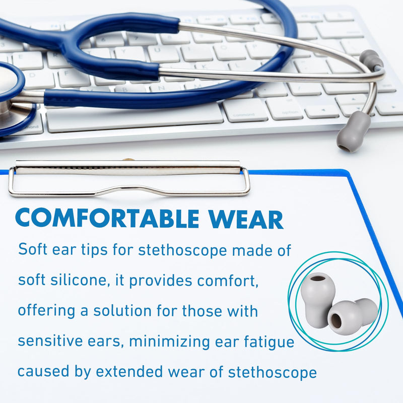 [Australia - AusPower] - TrelaCo 10 Set 3 Sizes S/M/L Soft Ear Tip Pieces Earbud Replacement Parts Stethoscope Ear Pieces with 8 Pairs Stethoscope Ear Tip 2 Pairs Gray Ear Bud Cover Compatible with 5mm and 6mm Stethoscopes 