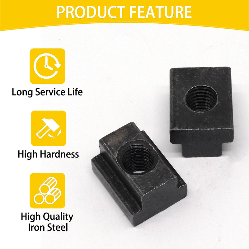 [Australia - AusPower] - T Slot Nuts 10pcs, M10 Threads Black Oxide Finish Hardware Sliding Nuts Used for Machines Tool Tables, Grade 8.8 