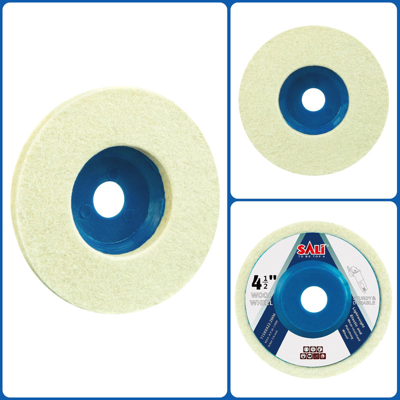 [Australia - AusPower] - SALI 10 Pcs 4-1/2 Inch Wool Felt Polishing Wheel Disc Wool Polishing Wheel Disc for 4.5" Angle Grinder Felt Grinder Polishing Wheel for Metal, Marble Stone, Furniture, Car Plastic 