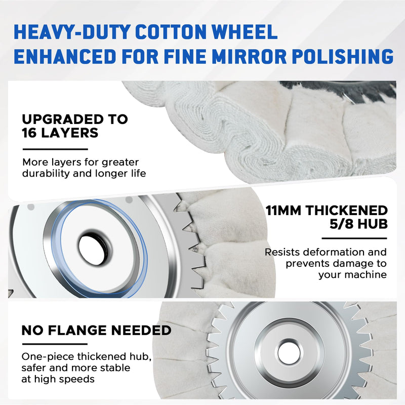 [Australia - AusPower] - 8" S-Shape Fine Airway Buffing Wheel with 5/8" Arbor Flange-Free Hub, Buffing Wheels for Angle Grinder, Polishing Wheels for Mirror Finish on Aluminum Stainless Steel Truck Wheels Rims 