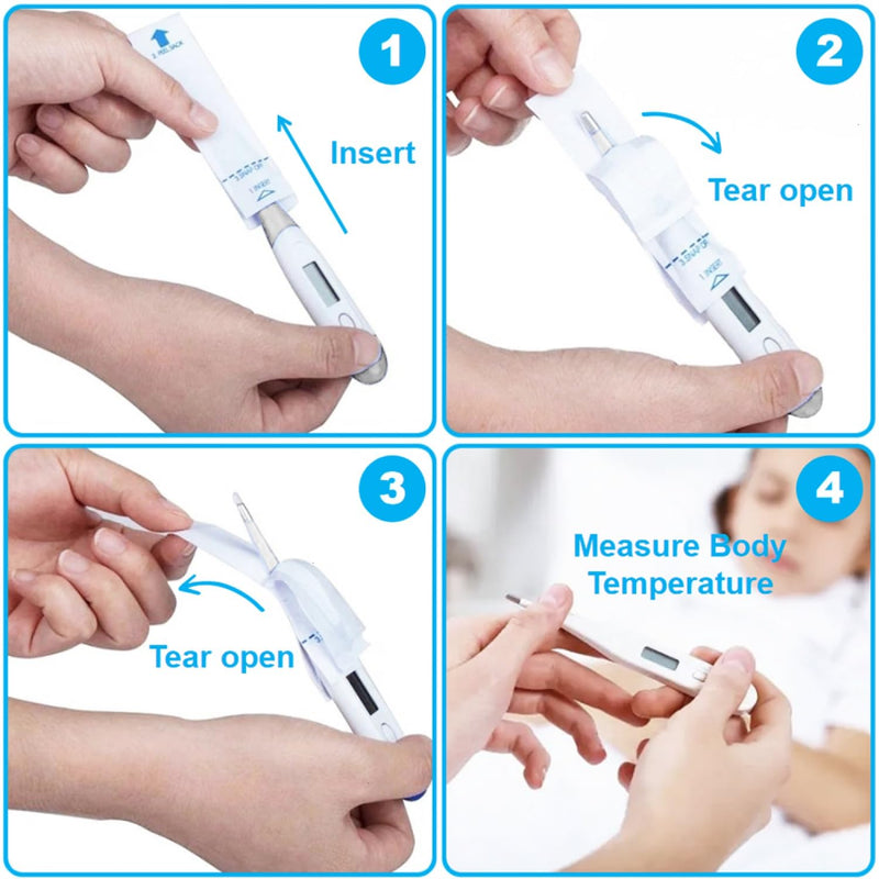 [Australia - AusPower] - 100 Pcs Disposable Digital Thermometer Probe Covers Sleeve Clear Temperature Sheath Sleeves Cover for Oral, Armpit, Rectal Thermometer 100 pack 