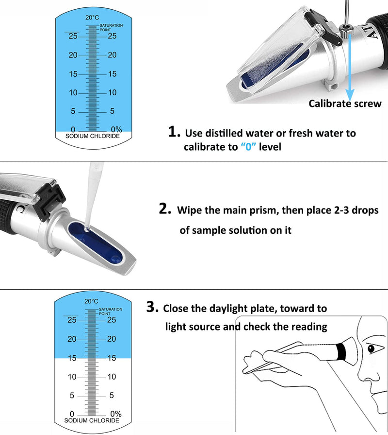 [Australia - AusPower] - Salinity Refractometer 0~28% for Measuring Sodium Chloride Content in Brine, Seawater and Industry, Nacl Refractometer Salinometer Brine Refractometer for Pickles Curing Foods Making 0-28% 