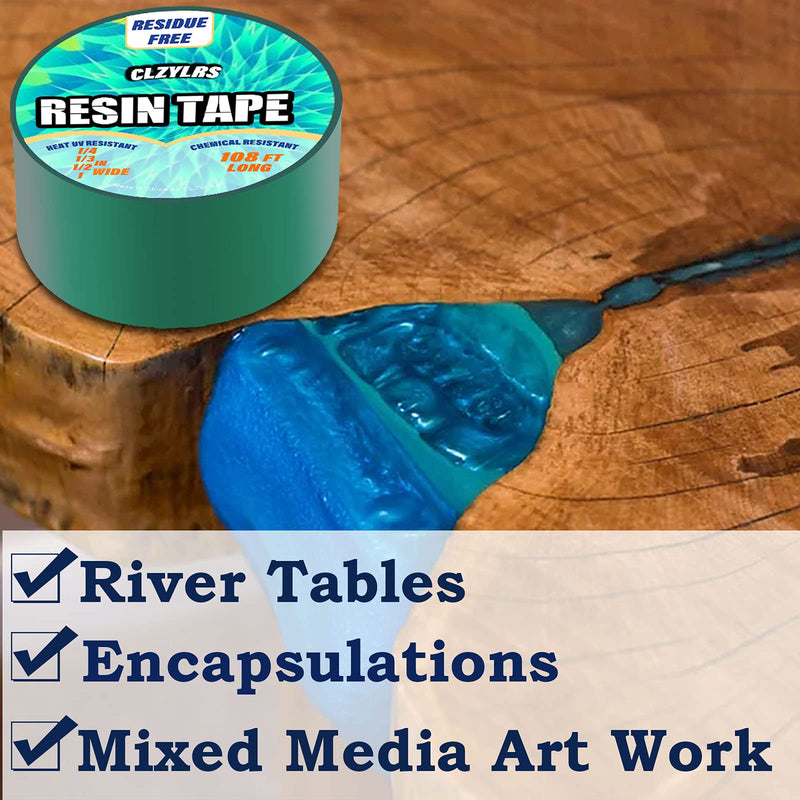 CLZYLRS 4 Rolls Resin Tape for Epoxy Resin Molding-Silicone Thermal Adhesive Tape-Easy Peeling (1inch & 3/4inch & 1/2inch & 1/4 inch) Green 108 FT Long (1inch & 3/4inch & 1/2inch & 1/4 inch)