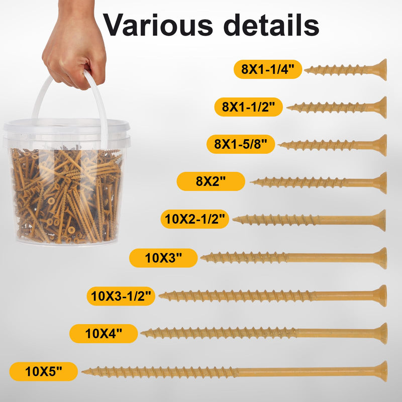 [Australia - AusPower] - Wood Screws #10 x 5’’, T25 Star Torx Drive Flat Head Deck Screws, Tan, 42Pcs (1lb) 10x5'' 1 