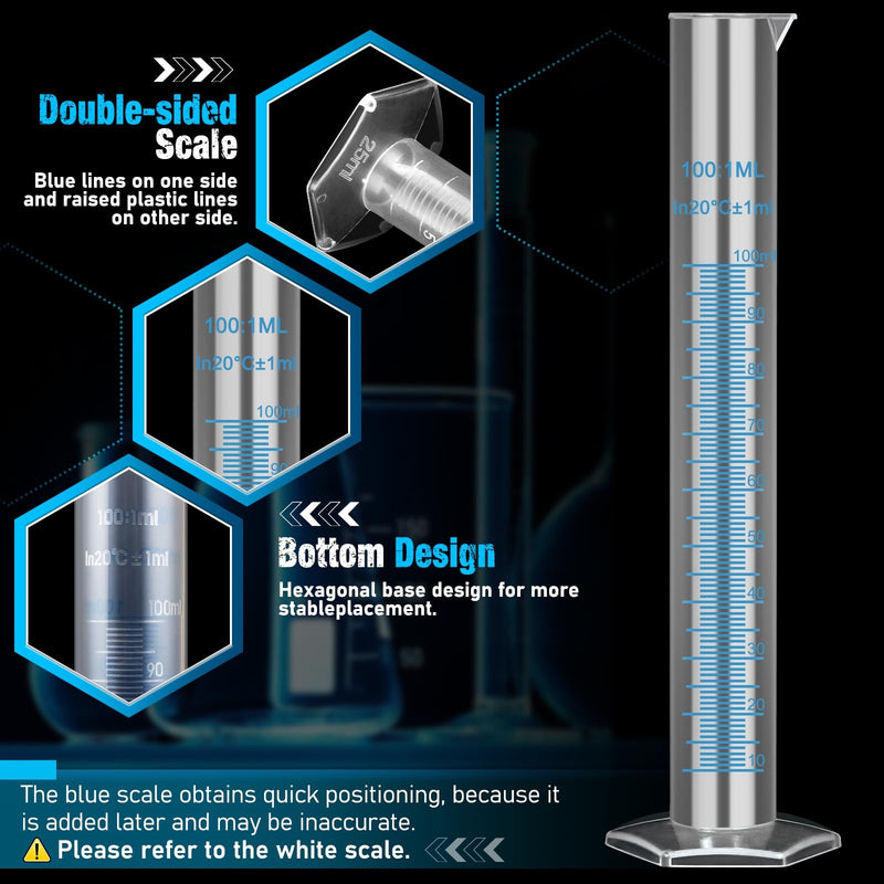 [Australia - AusPower] - moveland Plastic Graduated Cylinders and Beakers with 5 Pipettes, 10ml 25ml 50ml 100ml Cylinders, 50ml 100ml 250ml 500ml 1000ml Beakers, Ideal for DIY and Kids Science Lab 