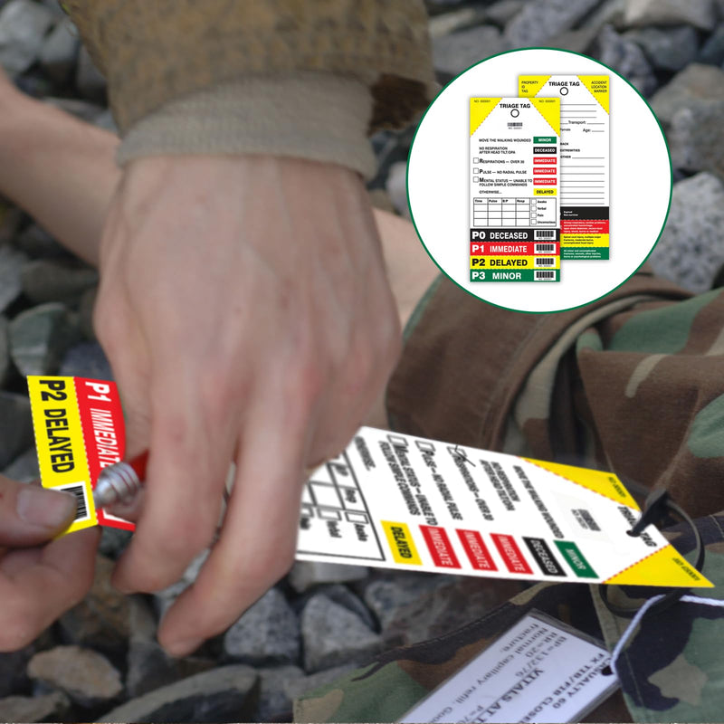 [Australia - AusPower] - Triage Tag Card for First Aid & Emergency Response - Perforated Injury Level Sections, Random Start Sequential Numbering with Bar Code, 8" x 4" (10) 10 