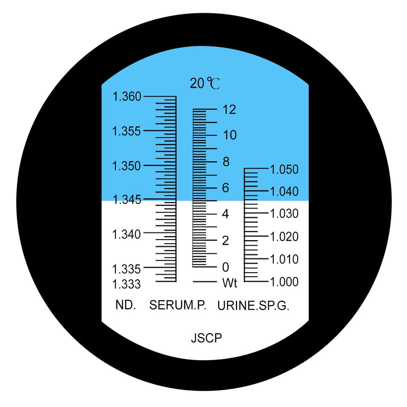 [Australia - AusPower] - 3-in-1 Clinical Refractometer with ATC for Tri-Scale Serum Protein 0-12 g/100ml Urine Specific Gravity SG 1.000-1.050 Refractive Index 1.333-1.360RI w/Extra LED Light & Pipette for Human Use Urine Sg / Serum Protein / Refractive Index 