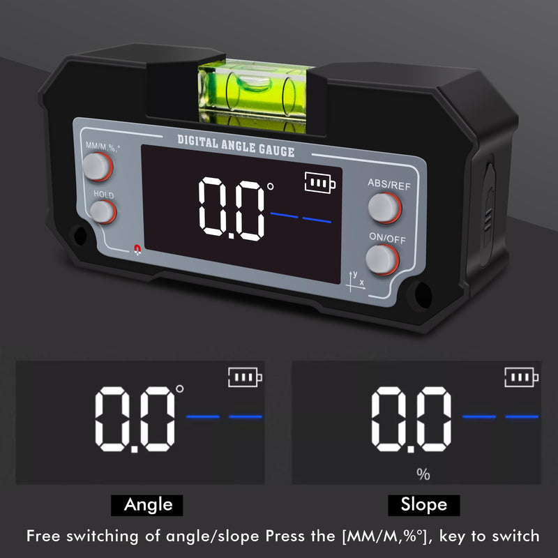 [Australia - AusPower] - 3-in-1 Digital Angle Gauge Inclinometer with Magnetic Base Dual-Axis (XY Axis) Bevel Angle Finder Backlight Display High Accuracy IP54 Waterproof for Woodworking Saw Blade Alignment & DIY Projects Grey 
