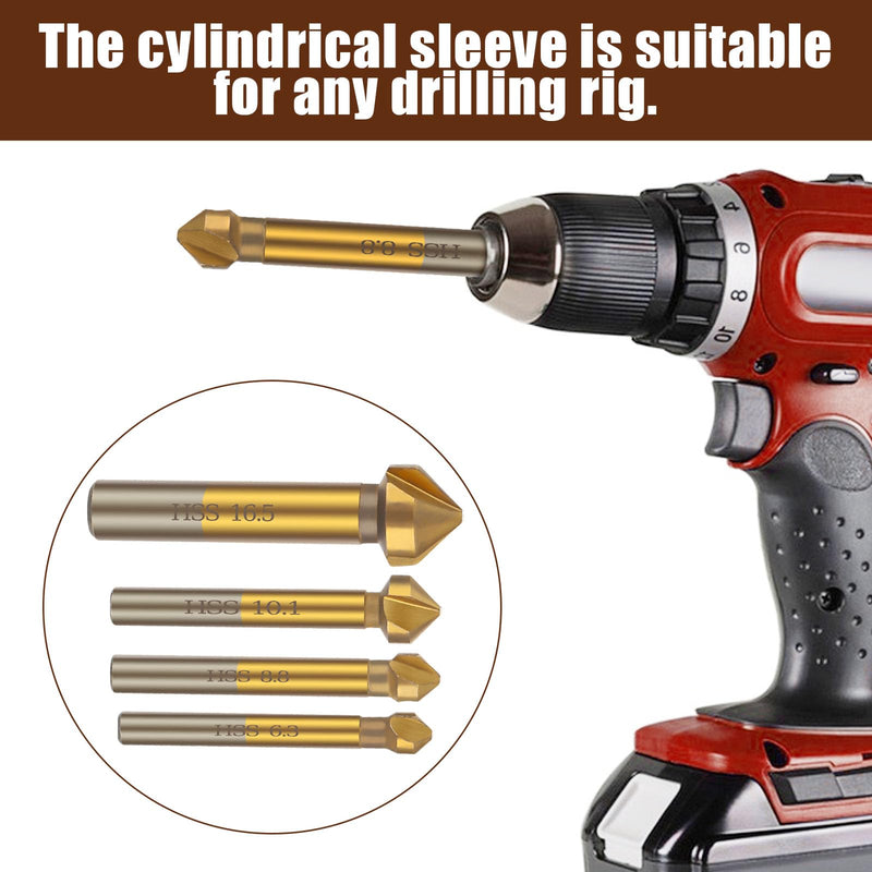 [Australia - AusPower] - XCRPRT Countersink Set Made of HSS Steel, Professional Countersink Drill Set, Countersink Wood Set, 90° Titanium Coated Countersink Deburring 