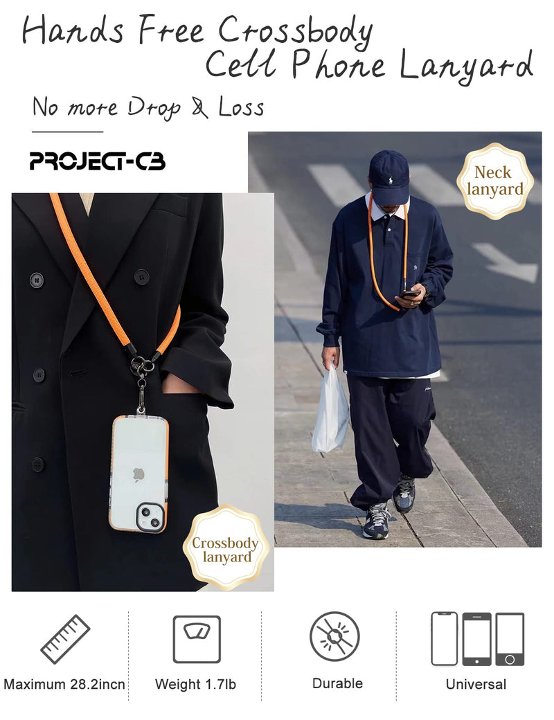[Australia - AusPower] - project-cb Cell Phone Lanyard ×1,Phone Lanyard Patch ×2,Phone Strap,Universal Lanyard for Phone,Crossbody Phone Strap,Neck Phone Lanyard (White-Black) White-black 