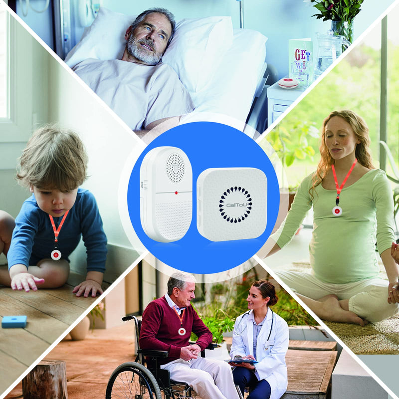 [Australia - AusPower] - CallToU Caregiver Pager Call Button elderlyWireless SOS Call Button Vibration Pager Nurse Calling Alert System for Home Elderly Disabled Patient 2 SOS Call Buttons/Transmitters 2 Receivers CCVP 2-2 
