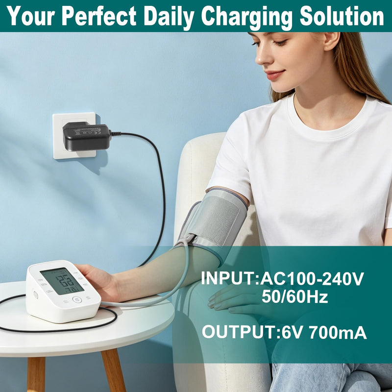 6 V Power Supply Charger for Omron Blood Pressure Monitor, Replacement AC Power Adapter Blood Pressure Monitors, Compatible with M2 M3 M6 M7 Intelli IT X3 X4 X7 Smart, 1.5 m Charging Cable for | Ersatz AC Netzadapter Blutdruckmessgeräten Kompatibel mit...