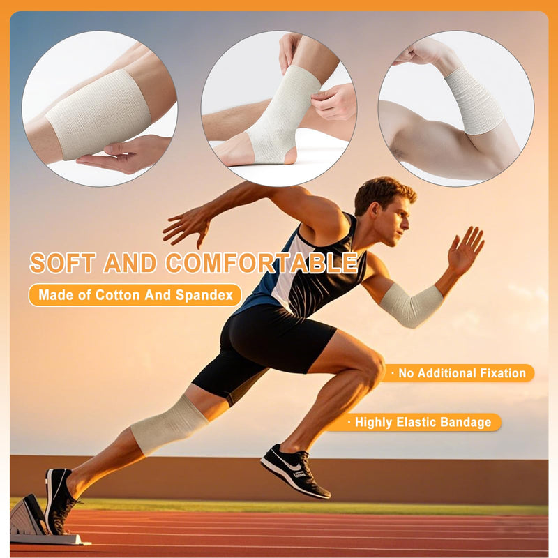 [Australia - AusPower] - Carbou Elasticated Tubular Support Bandage 4" x 11 yd (Size F), Soft Stockinette Tubing for Legs, Arms, Knees, Thighs, Reusable Compression Support Bandage Roll for Joint Tissue Size F | 4" x 11 yd 