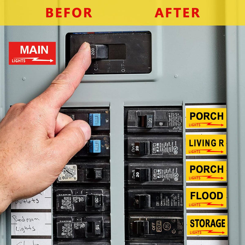 Circuit Breaker Labels, Breaker Box Label, Electrical Panel Labels, Easy Read and Install,Yellow Yellow