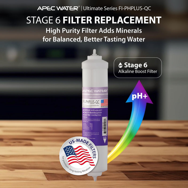 APEC Water Systems 10" High Purity PH+ Calcium Carbonate Alkaline Filters (1/4 Inch) 10 Inch