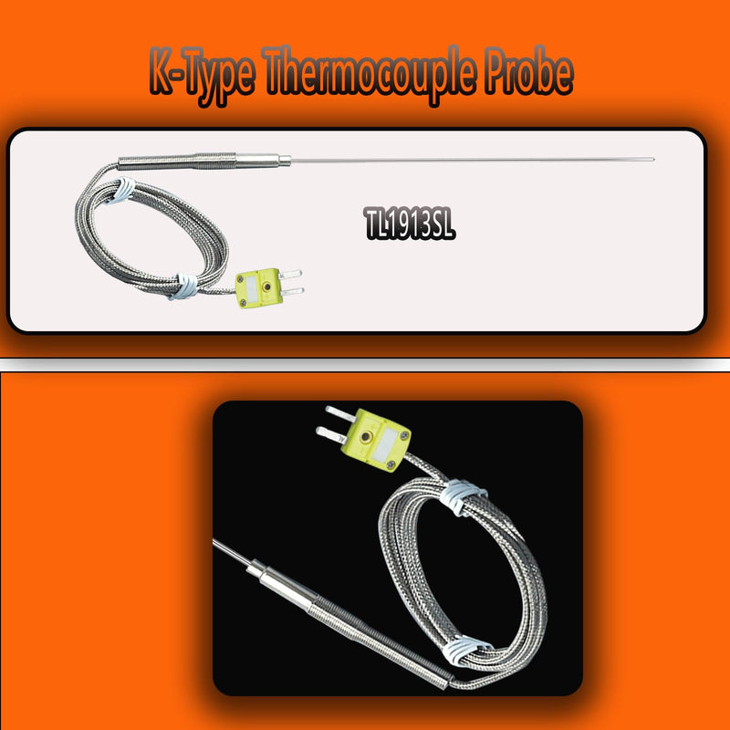 [Australia - AusPower] - 2 Packs TL1913SL K-Type thermocouple Probes -50℉~1100℉ 12in /0.04 in /47 in 