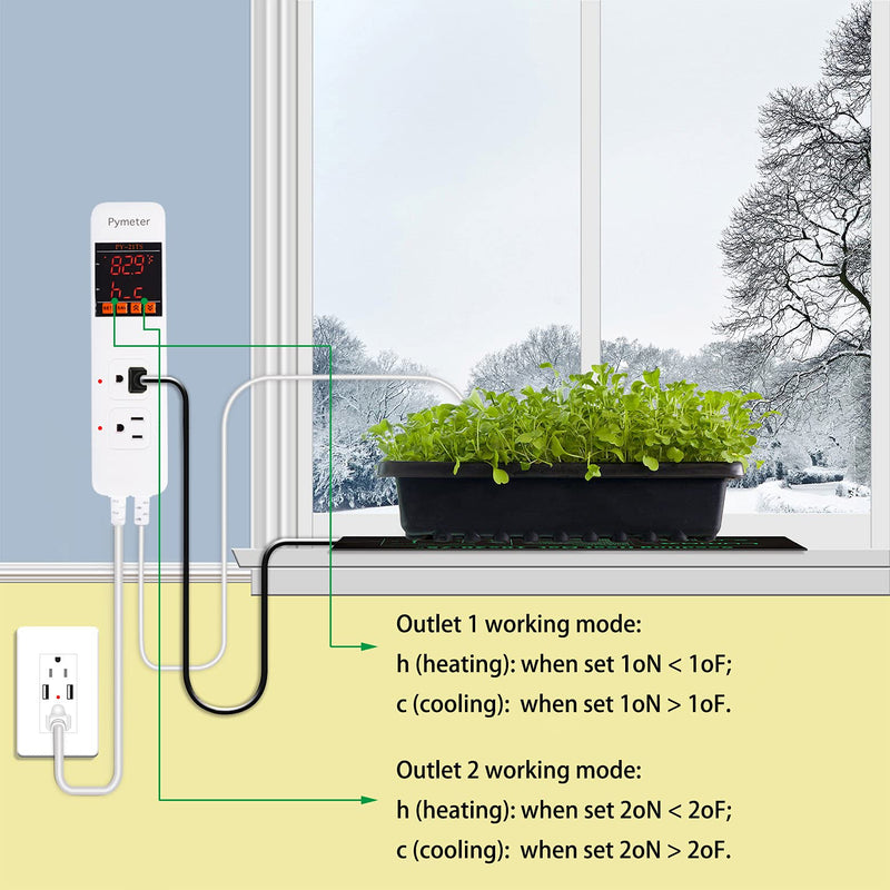 [Australia - AusPower] - Attic Fan Thermostat Controller Temperature Switch Plug Outlet for Seedlings, Germination, Rooting, Greenhouse, Fermentation, Reptile, Terrarium Heating Mats 