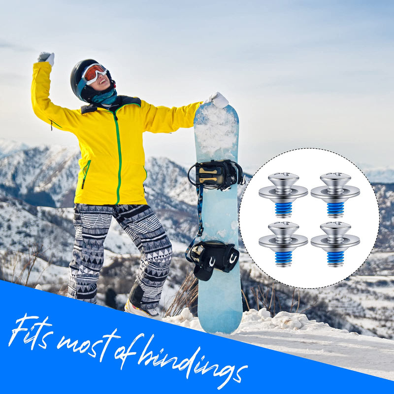 [Australia - AusPower] - Ferraycle Snowboard Binding Screw Set Include Snowboard Mounting Screws Snowboarding Binding Screws and Snowboarding Screw Washers, Silver 16 