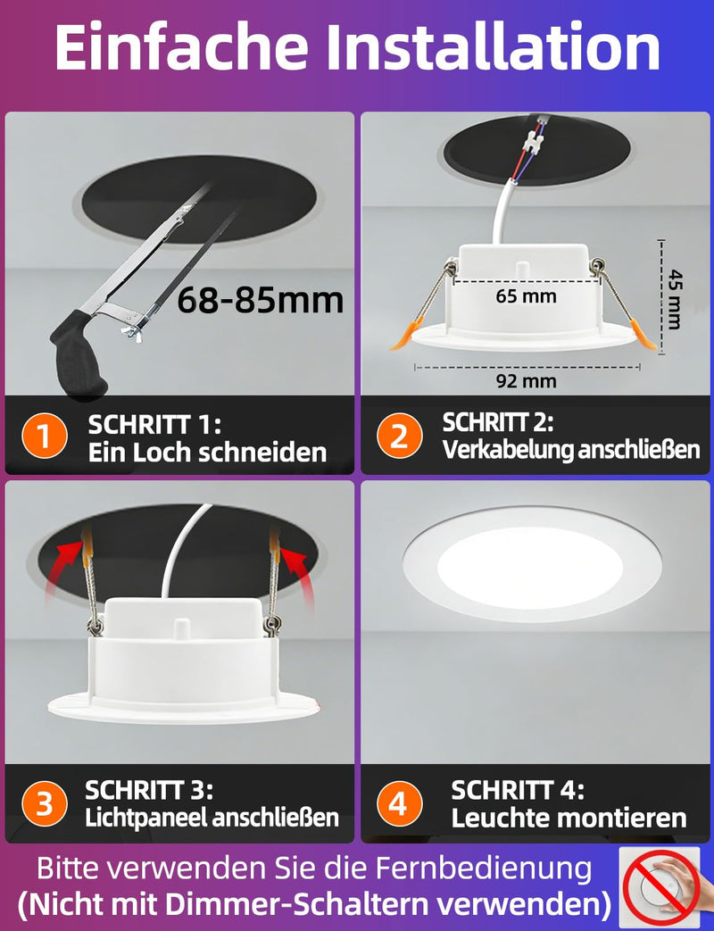 iLC Recessed Ceiling Downlight RGBW 2700 K. Warm White 2700k + Rgb