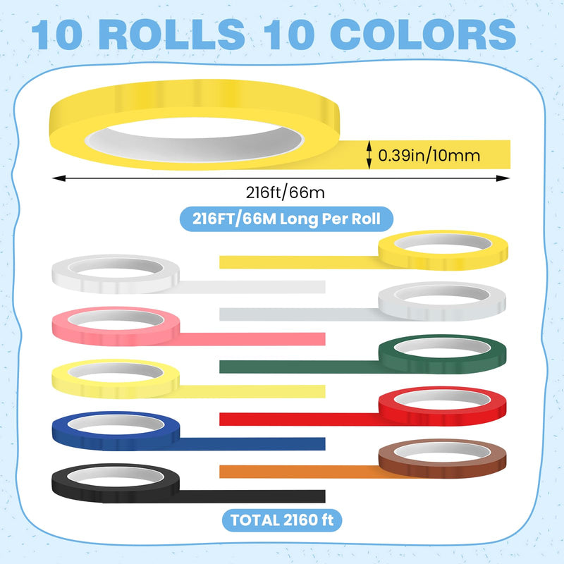[Australia - AusPower] - 10 Rolls Autoclave Tape 216ft Colorful Instruments Identification Tape 10 Colors Surgical Dental Instruments Tapes Sterilization Tape Autoclavable 270 Fahrenheit Steam 