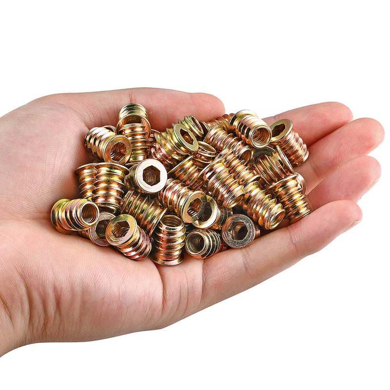 [Australia - AusPower] - 80 Pieces M6 Wood Inserts Bolt Furniture Screw in Nut Threaded Fastener Connector Hex Socket Drive for Wood Furniture Assortment (M6x15mm) M6x15mm 