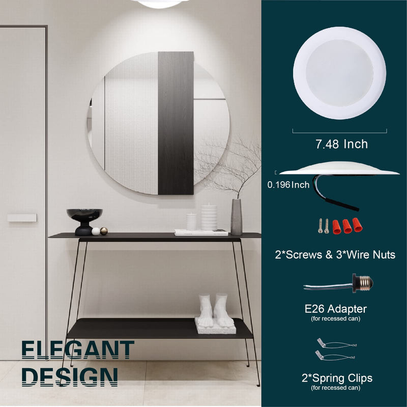 [Australia - AusPower] - 6Inch LED Disk Light, 15W White Surface Mount Ceiling Light, Dimmable Low Profile Recessed Disc Light, Metal Baffle Trim Light Fixture for Home Improve, 1000LM 5000K Daylight, Pack of 1 1 PACK 