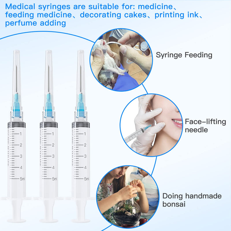 [Australia - AusPower] - 5ML Disposable syringe with Needle, Individually Wrapped (23Ga 25mm/1.0inch, Pack of 20) 5ML Needle Syringe 