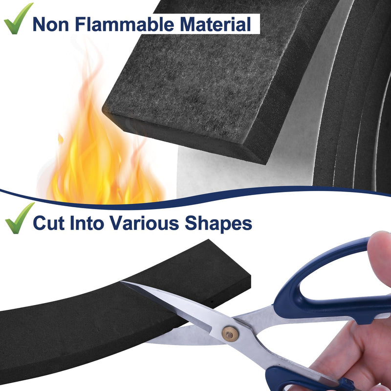 13Ft Foam Tapes Self Adhesive Foam Seal Strips 1In x 1In x 6.5Ft Each Roll Weatherstrips High Resilience Weather Stripping Door Foam Seals for Door Soundproofing, Window Insulation (2 Rolls, Black) 1"W x 1"T x 13'L