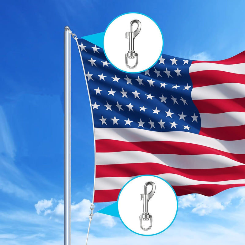 [Australia - AusPower] - Swivel Eye Snap Hook, Single Ended Swivel Snaps 3.58 Inch, Stainless Steel Flag Pole Snap Clips, Trigger Snap Clips for Diving/Pet Leash/Key Chain/Flag- (4 Pcs) 4 PCAK 