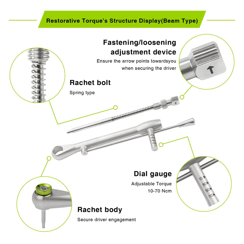[Australia - AusPower] - Universal Implant Driver Kit, Fully Autoclavable Dental Implant Torque Wrench Kit with 10-70Ncm Torque Adjustable Ratchet and 16pcs Screwdriver, Implant Prosthetic Universal Torque Wrench Kit 