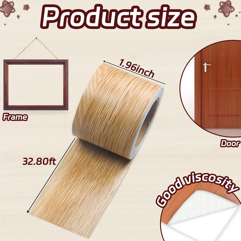 Self Adhesive Khaki Wood Grain Repair Tape, 2 inch X 32 ft Decorative Duct Tape for Furniture, Floors, Door, Cabinets, Windows, Home Decoration 1 Roll 2 inch × 32 ft