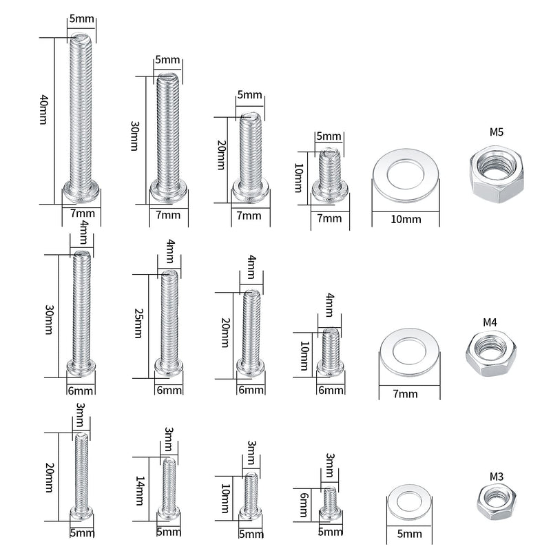 [Australia - AusPower] - 720 Pcs Nuts and Bolts Assortment Kit, M3 M4 M5 Carbon Steel Screws Bolts and Nuts and Washers Assortment Set, Assorted Cross Pan Head Machine Screws Nuts and Bolts, with Storage Case 