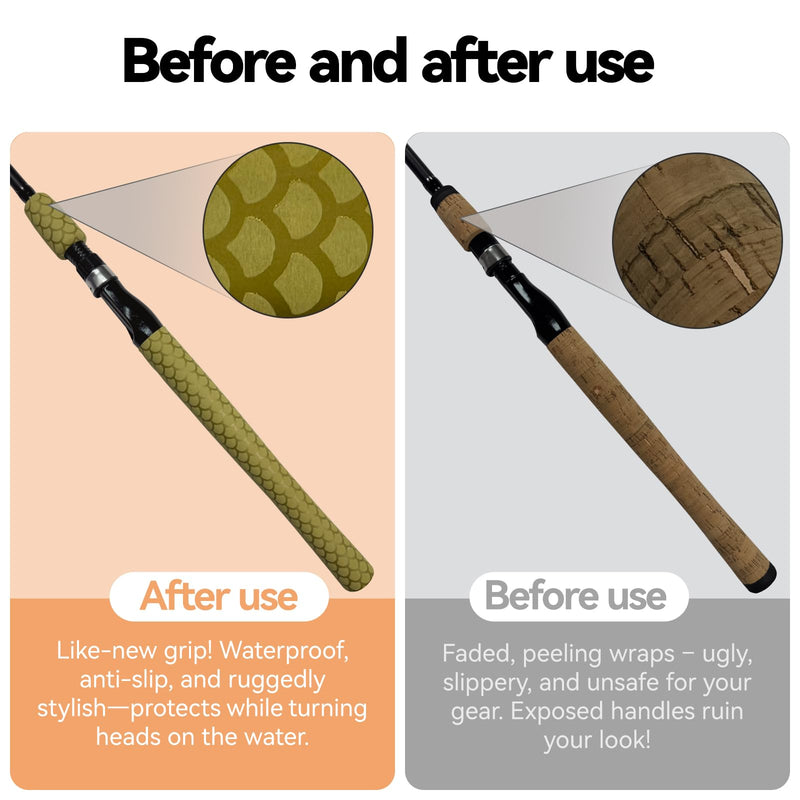 Fishscale Pattern Rod Shrink for Hockey, Baseball - Easy to Install, Long-Lasting (35mm Dia. x 1.6m Long, Silver Gray) 25mm dia. x 5.25 ft long Brown Gold
