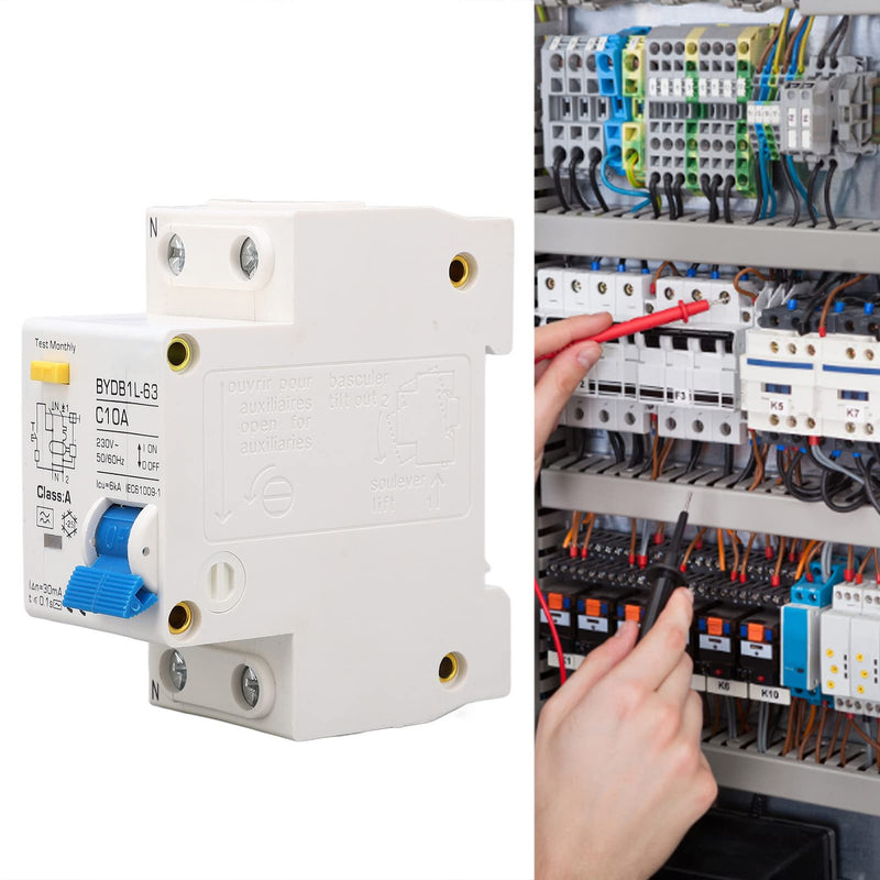 [Australia - AusPower] - Fi Circuit Breaker AC 230 V 30 mA C10 1P+N Circuit Breaker Hat Rail Leakage Protection Overload Protection Residual Current Device FI/LS Switch Circuit Breaker 10A 