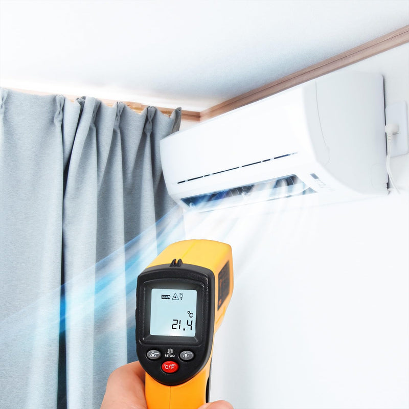 Retoo Infrared Thermometer -50-380°C LCD Laser Non-Contact °C/°F | Measurement in 1 second, LCD lighting, 14 x 8.5 x 3.5 cm, 2 x AAA not included, ABS, orange-black