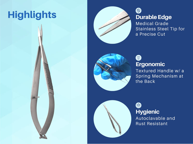 [Australia - AusPower] - Bundle of 5.5Spring Action Micro Castroviejo Scissors straight Set Snip Stitch 