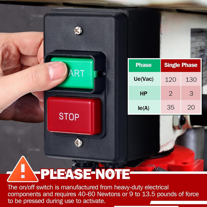 Dreyoo 2 Set 120V/230V Dual Voltage Single Phase On/Off Switch with Deep Switch Box Hardware, Efficient 120V 2HP Switches On Off, Fast Power Off for Table Saw, Router Table, Drill Press, Bench Saw