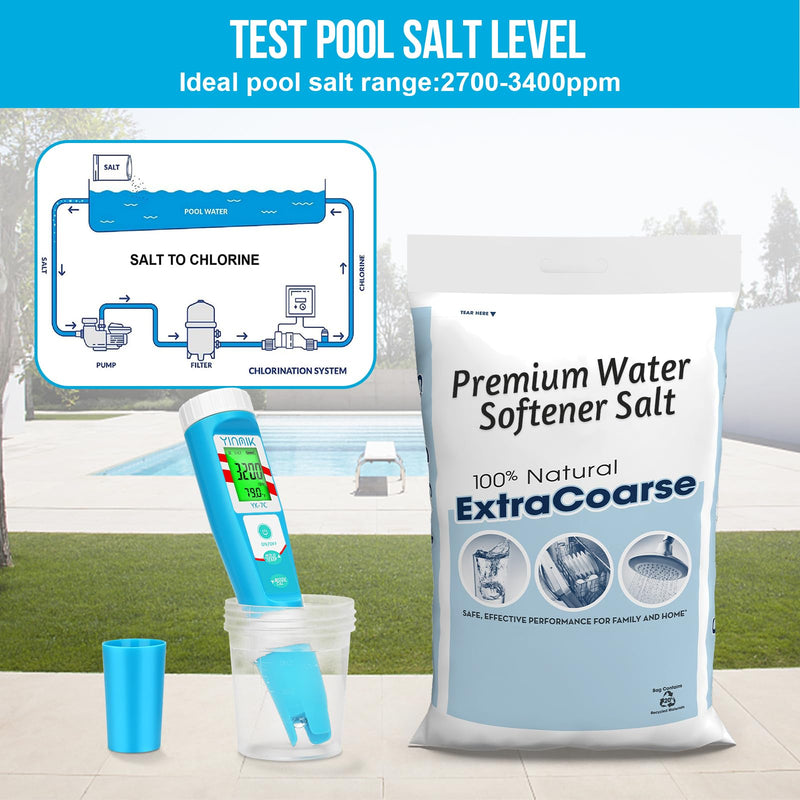[Australia - AusPower] - pH Chlorine Meter, Digital ORP Meter, Salinity Tester for Saltwater Pool, pH PPM EC Monitor for Hydroponics, SPA 7 in 1 pH Test Kit 7 in 1 pH Meter 