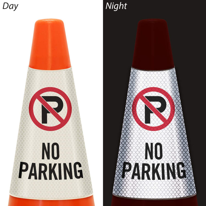 [Australia - AusPower] - SmartSign “No Parking” Bright Reflective Cone Message Sleeve, [Cone Not Included] Pack of 1 No Parking 